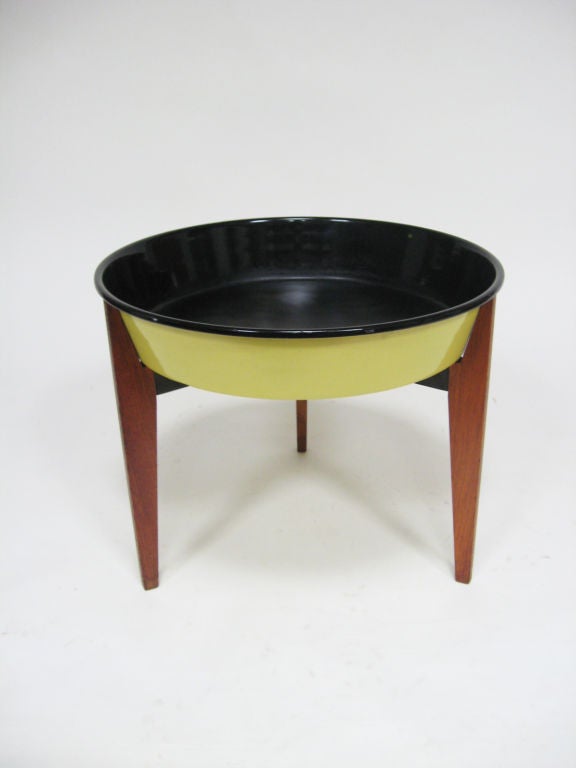 Mid-20th Century Danish Teak Catch-All/ Planter with Enamel Bowl  For Sale