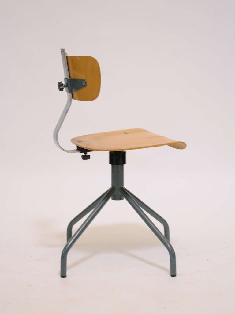 Mid-20th Century Italian Task Chair with Molded Plywood Seat and Back