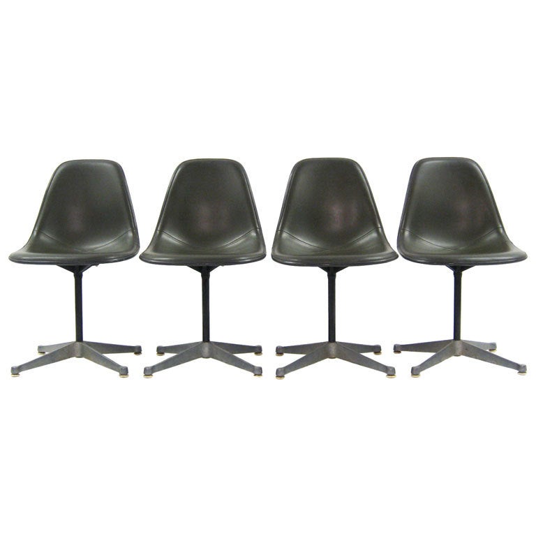 Set of Eames upholstered side chairs by Herman Miller