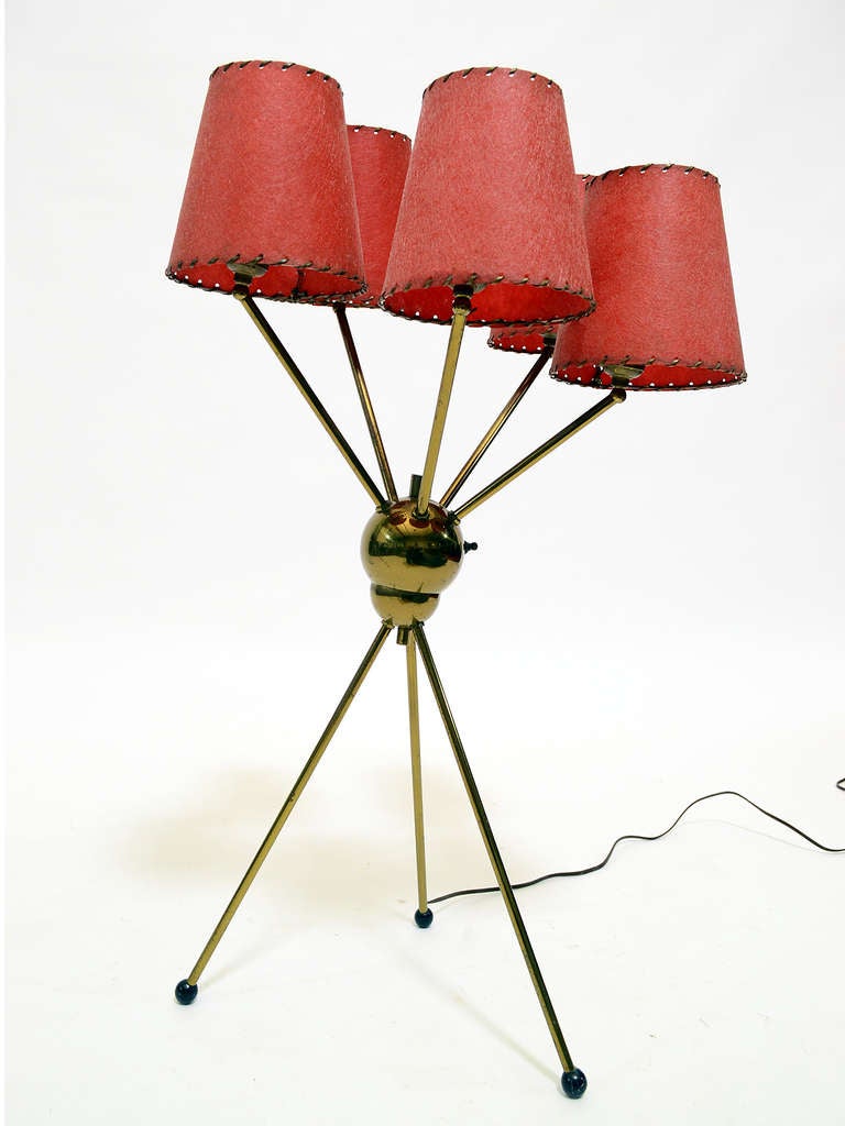 Brass 1950s Sputnik Table Lamp In Good Condition For Sale In Highland, IN
