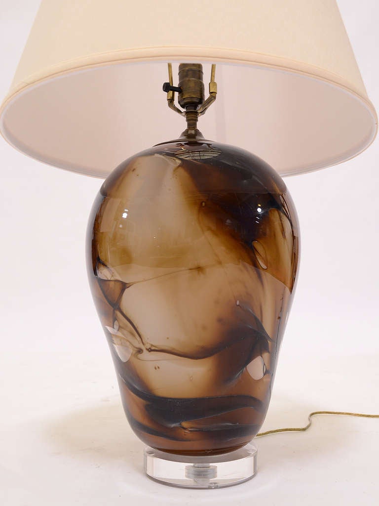 Mid-Century Modern Hand Blown Art Glass Lamp by Kent Ipsen