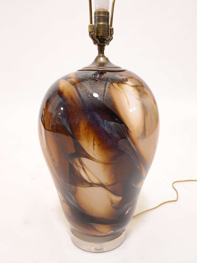 American Hand Blown Art Glass Lamp by Kent Ipsen