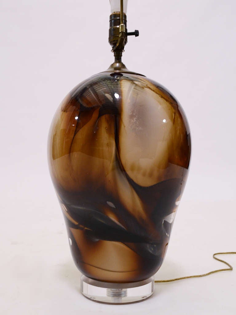 Late 20th Century Hand Blown Art Glass Lamp by Kent Ipsen