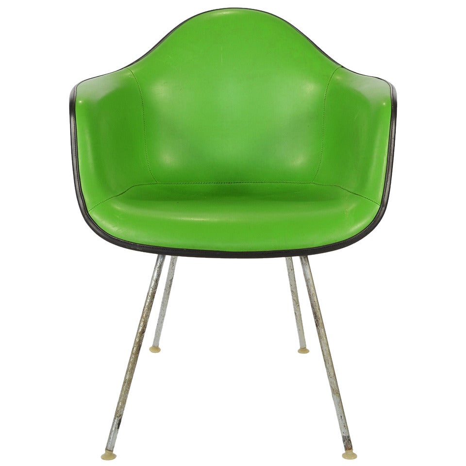 Kelly Green Upholstered Eames Armshell by Herman Miller