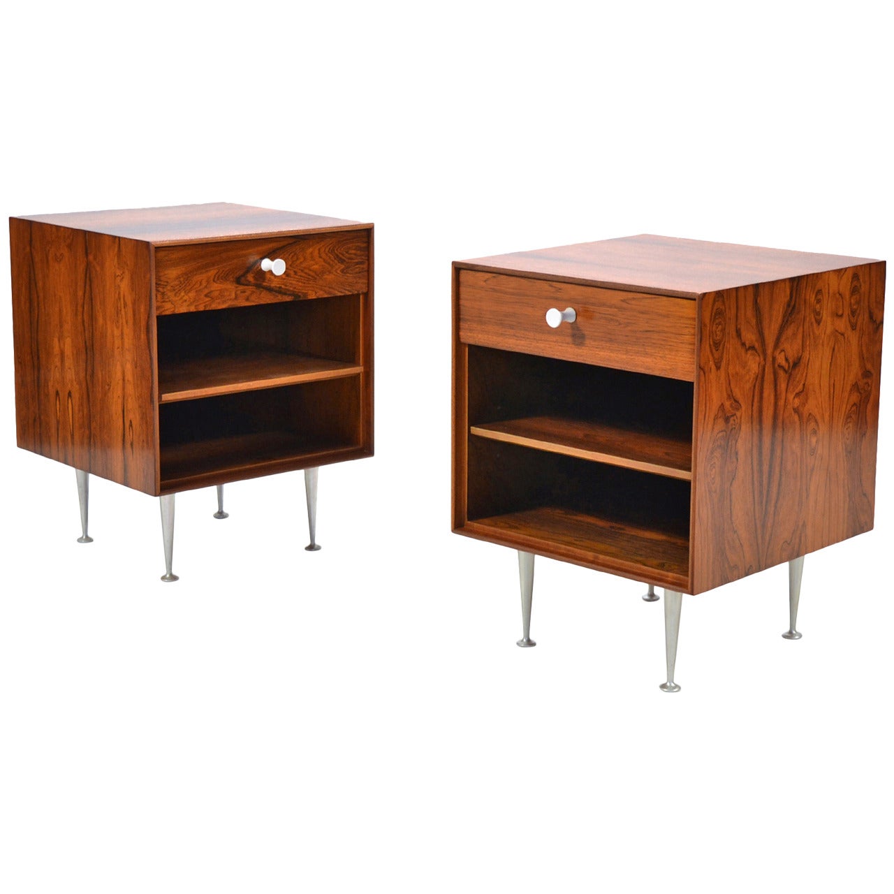 George Nelson Rosewood Thin-Edge Nightstands by Herman Miller