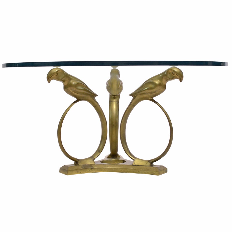 Stylized Deco Moderne Brass Parrot Coffee Table
