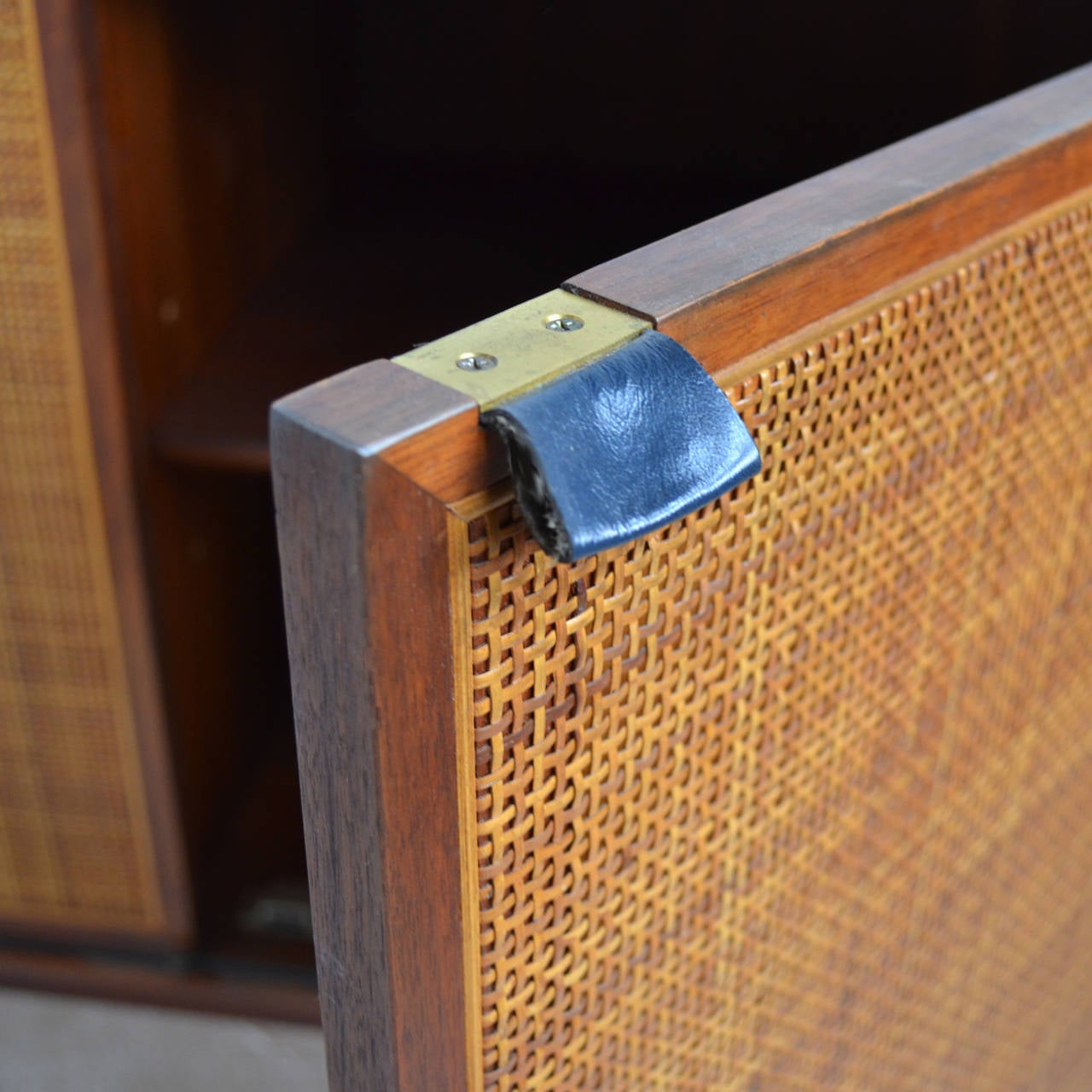 American Teak Cane Front Credenza and Cabinet by Founders