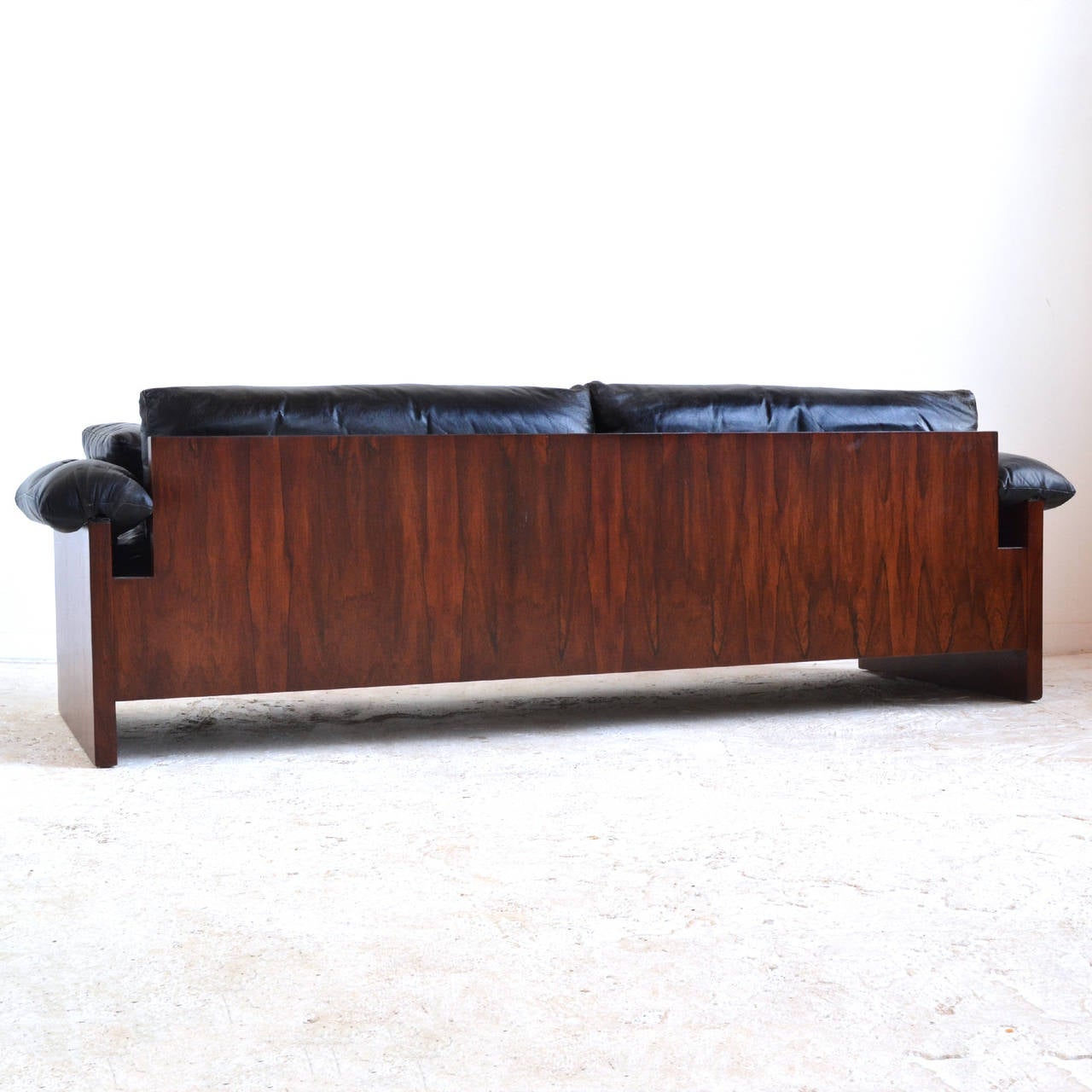 Brazilian Rosewood Sofa with Down-Filled Leather Cushions