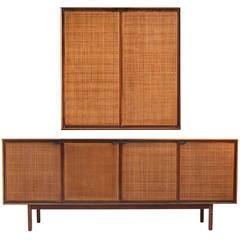 Teak Cane Front Credenza and Cabinet by Founders