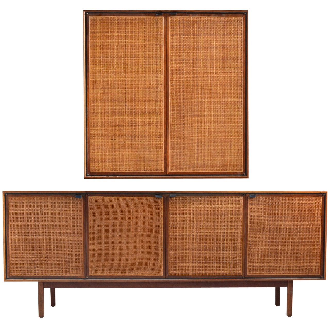 Teak Cane Front Credenza and Cabinet by Founders