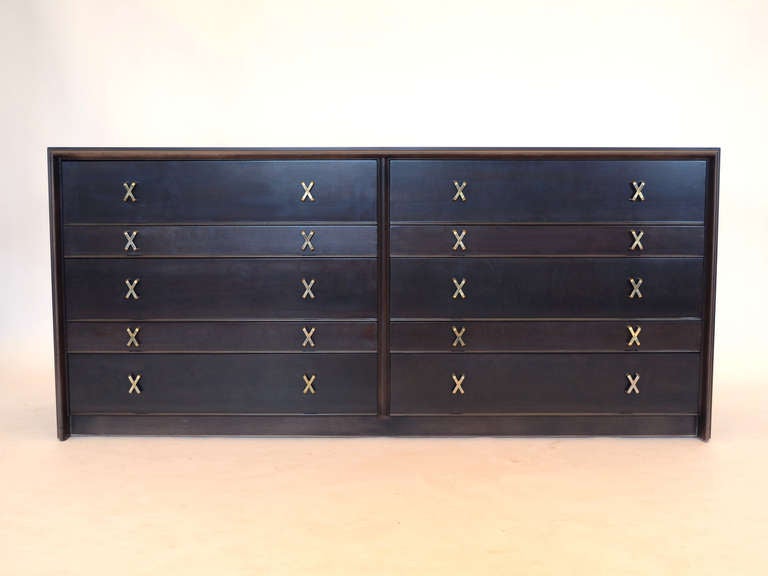 Mid-20th Century Low double chest of drawers with X pulls by Paul Frankl *Saturday Sale*