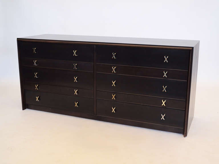 Brass Low double chest of drawers with X pulls by Paul Frankl *Saturday Sale*