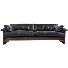 Rosewood Sofa with Down-Filled Leather Cushions