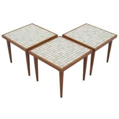 Trio of tile-top tables by Gordon and Jane Martz