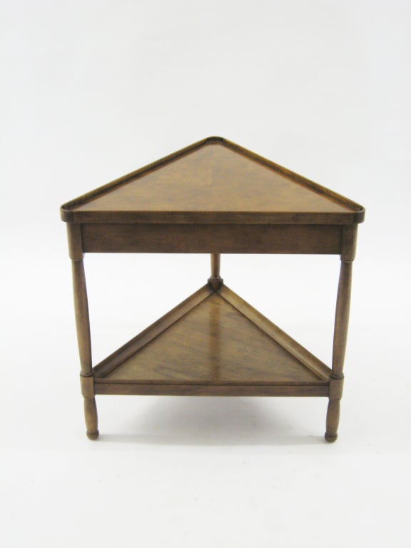 Walnut Triangular side/ end table by Baker