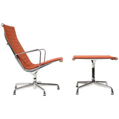 Used Eames Aluminum Group Lounge Chair and Ottoman by Herman Miller
