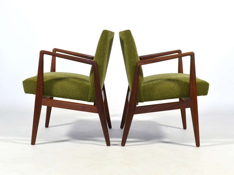 American Pair of Walnut Armchairs by Jens Risom