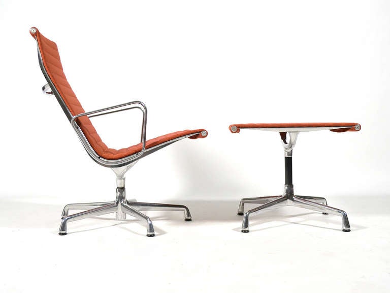 American Eames Aluminum Group Lounge Chair and Ottoman by Herman Miller