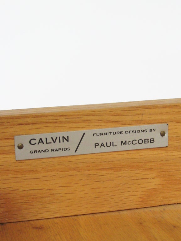Paul McCobb end table/ nightstand with white glass top by Calvin 2