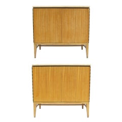 Two Paul McCobb cabinets with travertine tops by Calvin 6