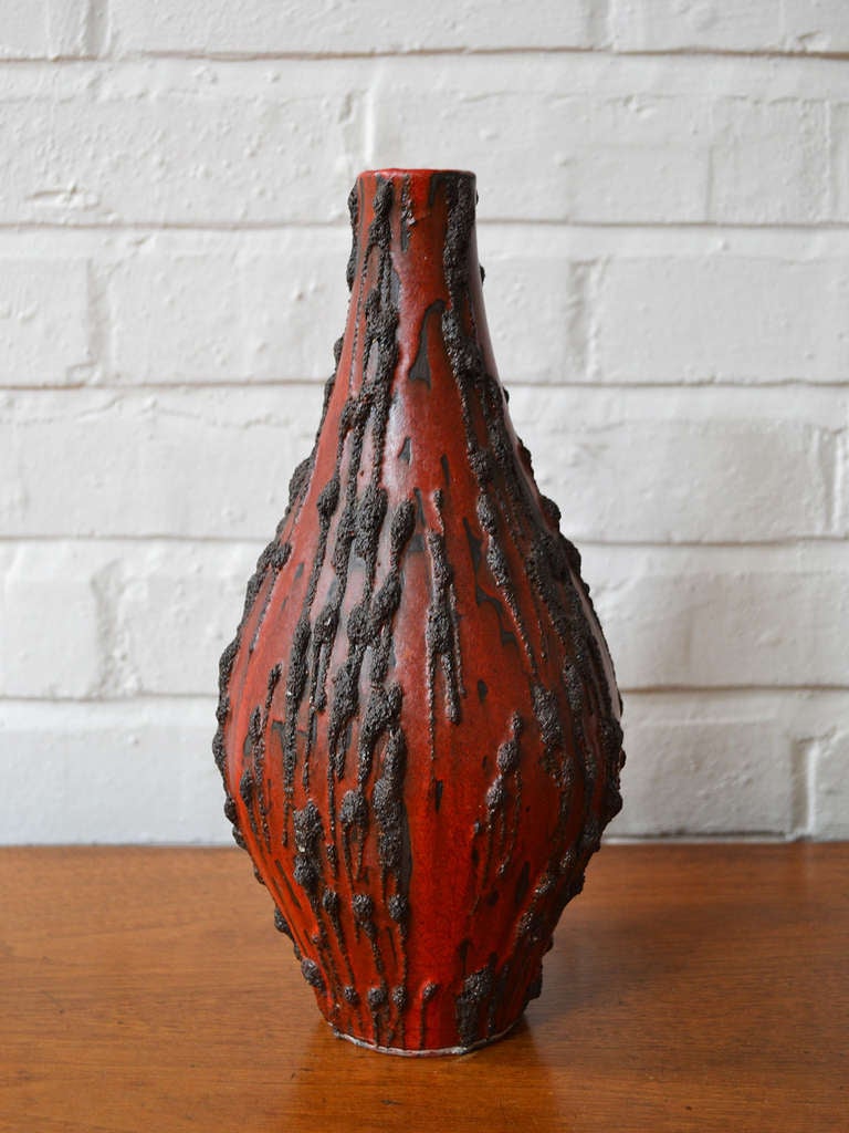 Mid-Century Modern Ceramano Rubin West German fat lava vase