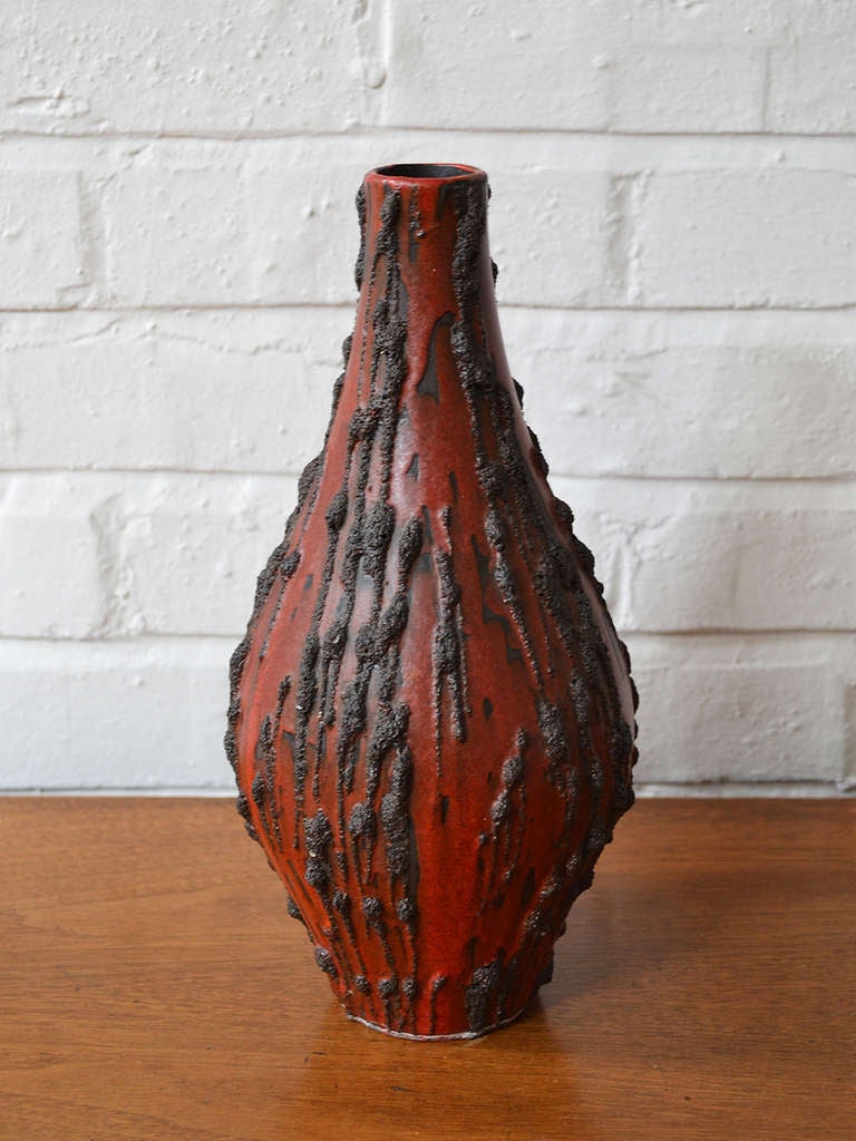Mid-20th Century Ceramano Rubin West German fat lava vase