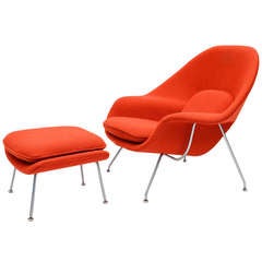 Vintage Eero Saarinen womb chair and ottoman in cato fabric