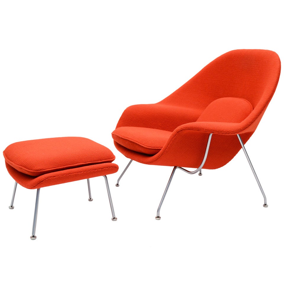 Eero Saarinen womb chair and ottoman in cato fabric