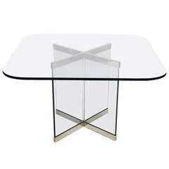 Glass & Chrome Dining Table by Leon Rosen for Pace Collection 1