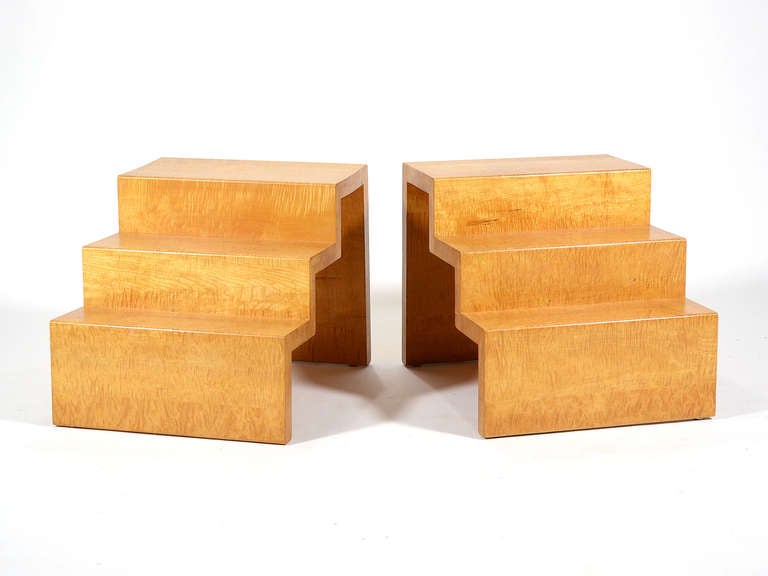 American Custom Step End Tables or Night Stands in Tiger Stripe Maple