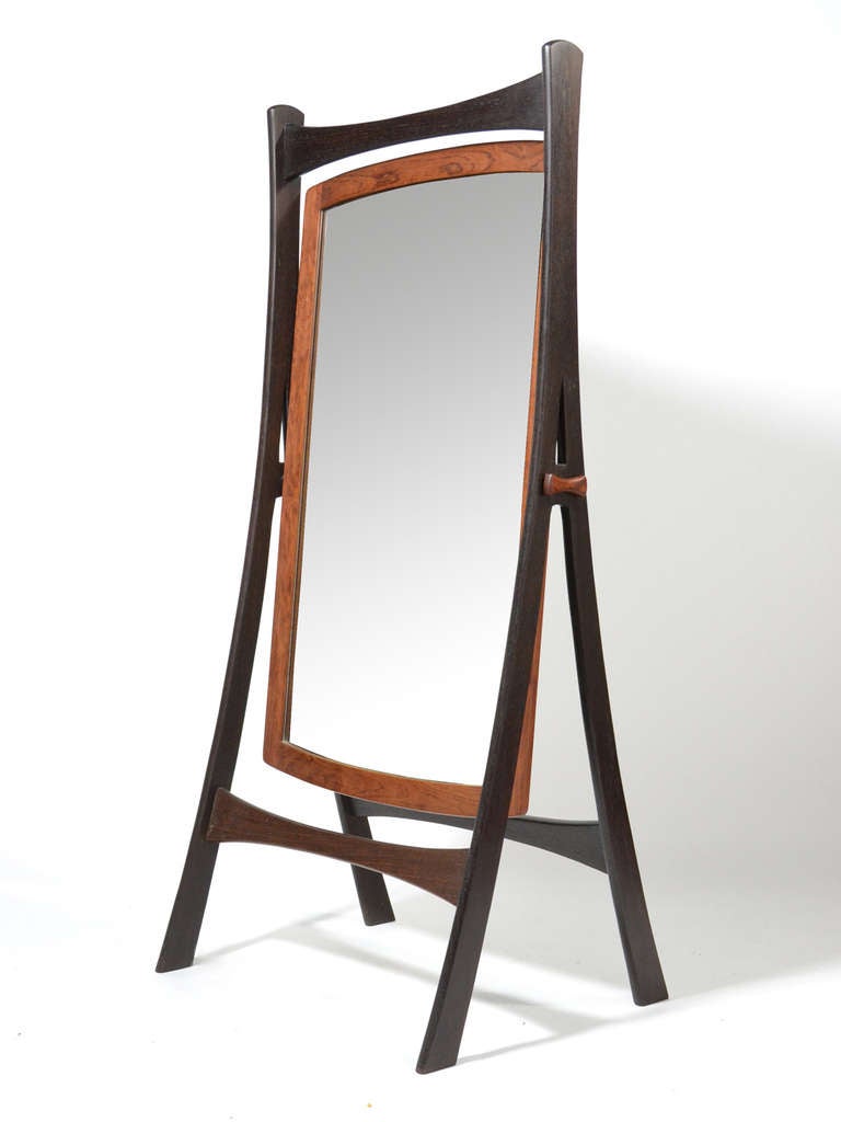 Danish Wenge and Teak Cheval Dressing Mirror 1