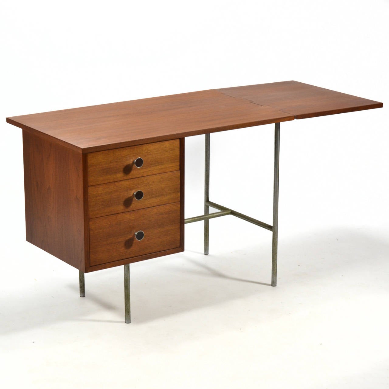 Mid-20th Century George Nelson Model 4753 Drop Leaf Desk with Rare Pulls