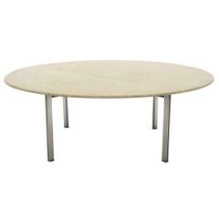 Florence Knoll parallel bar coffee table with travertine top