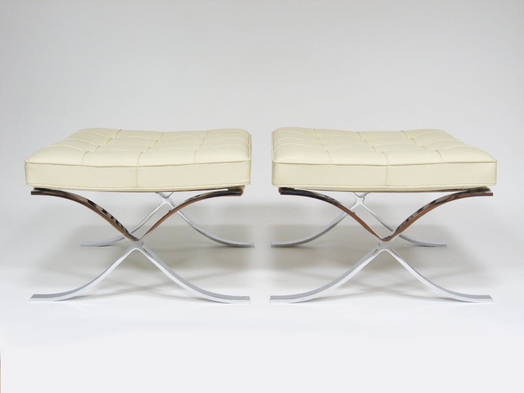 American Pair of Ludwig Mies van der Rohe barcelona stools by Knoll