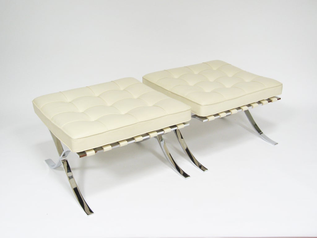 20th Century Pair of Ludwig Mies van der Rohe barcelona stools by Knoll