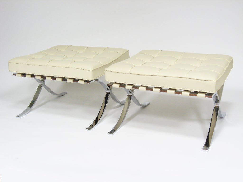Pair of Ludwig Mies van der Rohe barcelona stools by Knoll 2