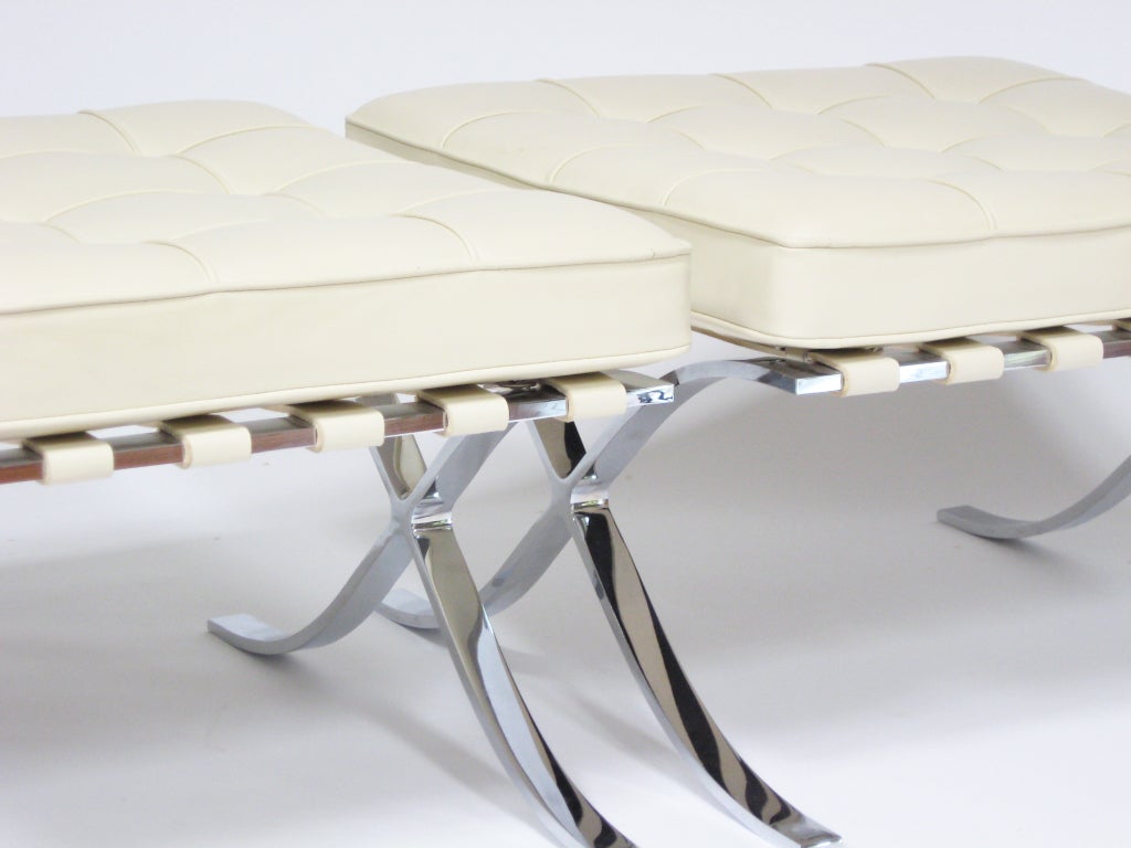 Pair of Ludwig Mies van der Rohe barcelona stools by Knoll 3