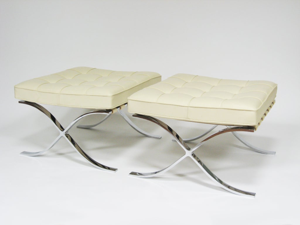 Pair of Ludwig Mies van der Rohe barcelona stools by Knoll 4
