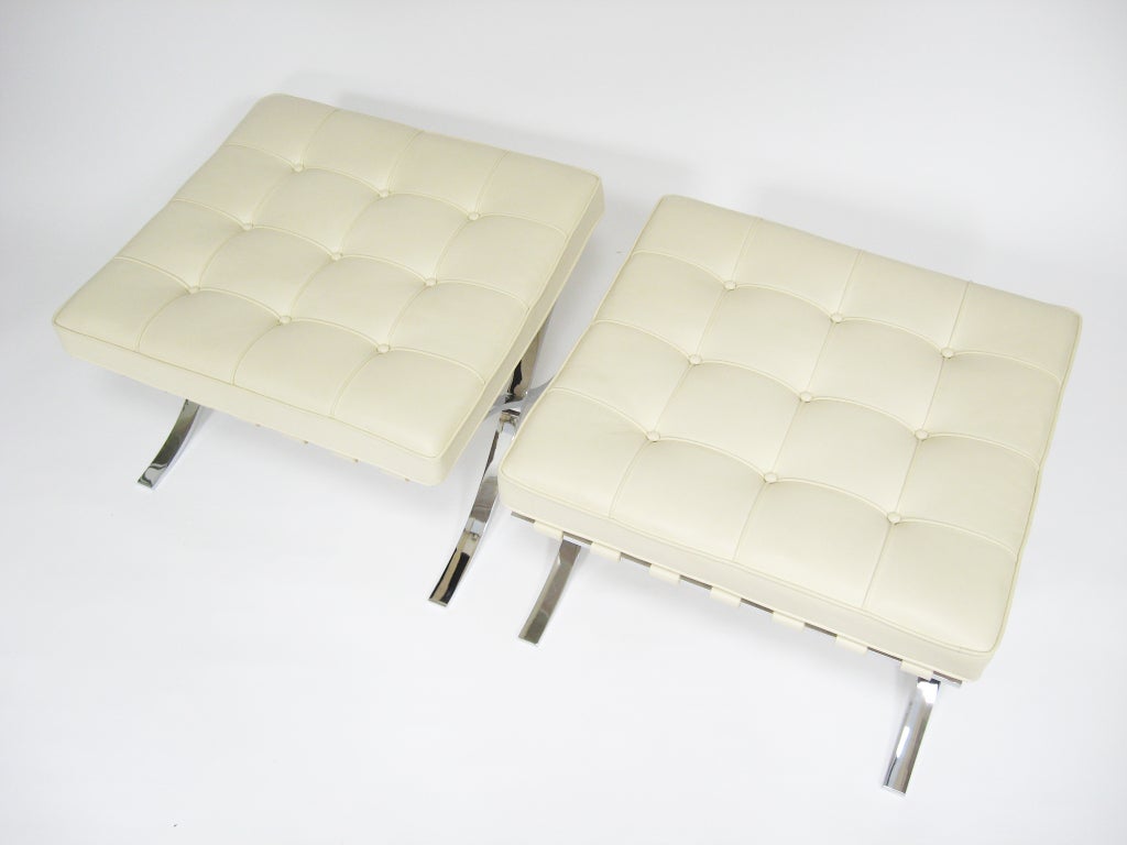 Pair of Ludwig Mies van der Rohe barcelona stools by Knoll 5