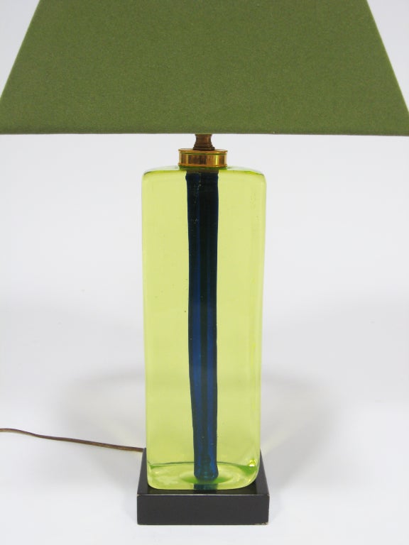 Cenedese Italian vaseline glass lamp from Arthur Elrod interior In Excellent Condition In Highland, IN