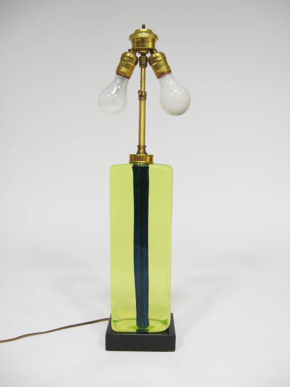 Late 20th Century Cenedese Italian vaseline glass lamp from Arthur Elrod interior