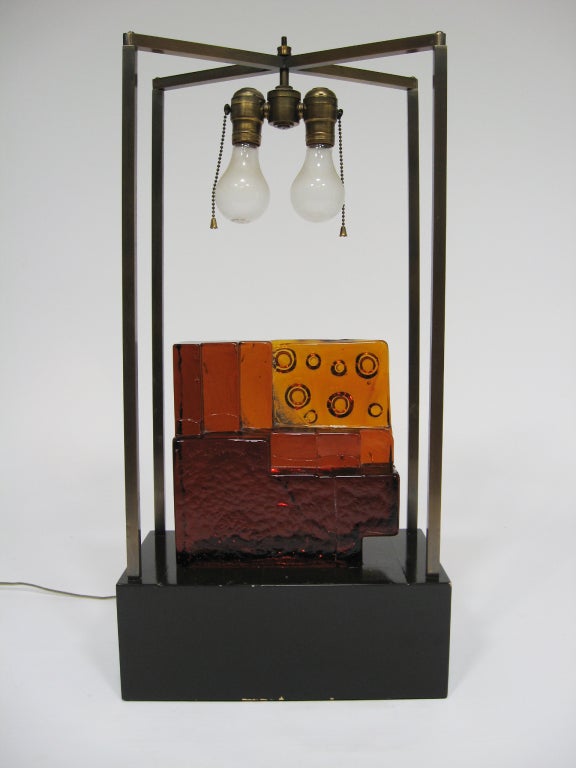Custom Art Glass Sculpture Lamp from Arthur Elrod Interior In Good Condition For Sale In Highland, IN