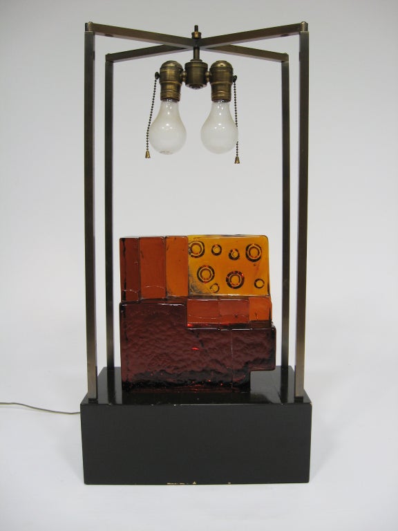 Late 20th Century Custom Art Glass Sculpture Lamp from Arthur Elrod Interior For Sale