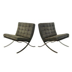 Vintage Pair of barcelona chairs by  Mies van der Rohe