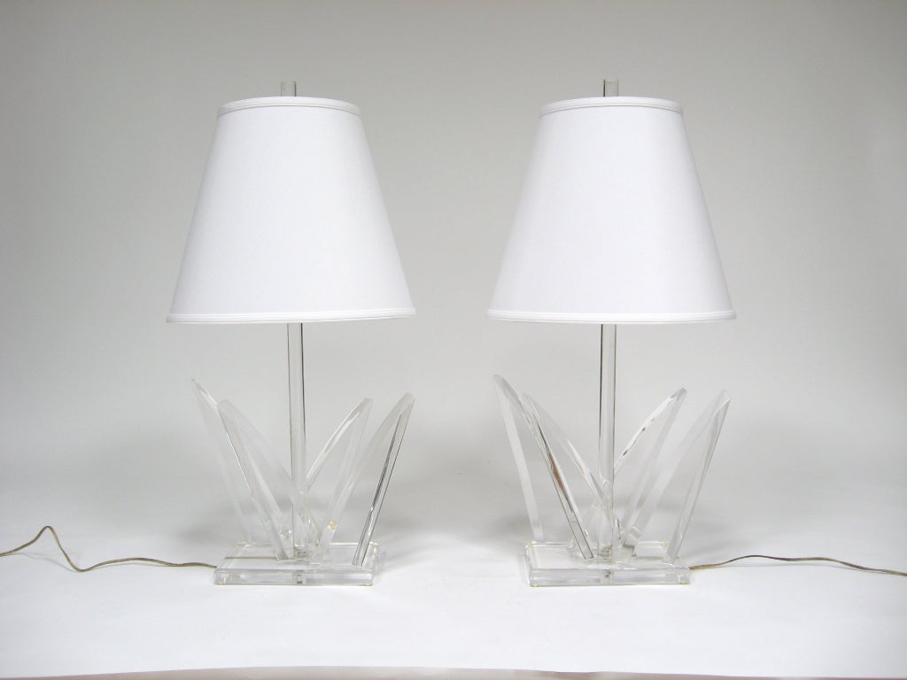 Pair of Lucite Table Lamps by Van Teal 1