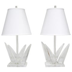 Pair of Lucite Table Lamps by Van Teal 4