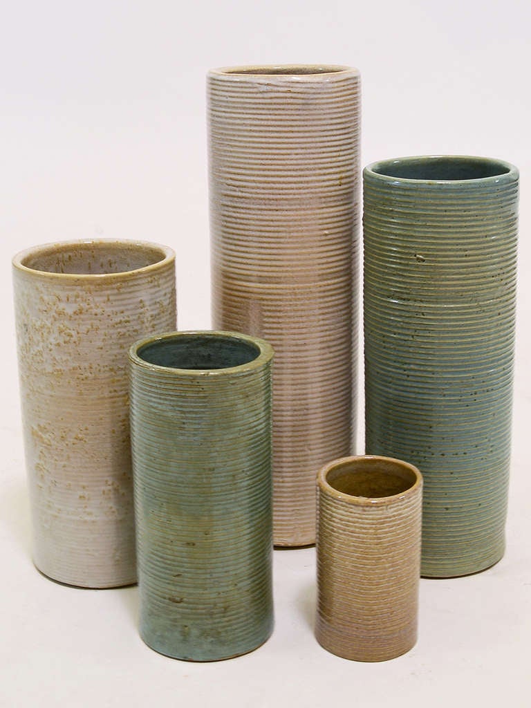 Collection of Zanesville "Stone Age Modern" vases at 1stDibs