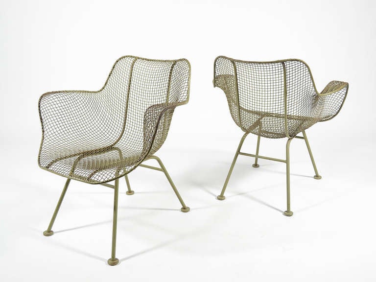 Pair Of Sage Green Woodard Sculptura Lounge Chairs 3