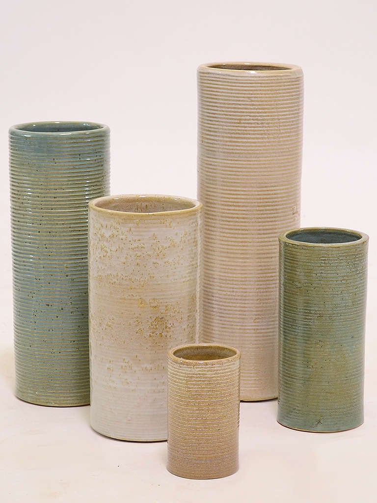 Collection of Zanesville "Stone Age Modern" vases at 1stDibs