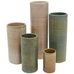 Collection of Zanesville "Stone Age Modern" vases